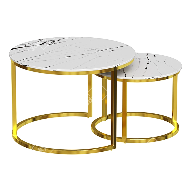  Plumeria Round Gold Coffee Table 3D model image 1