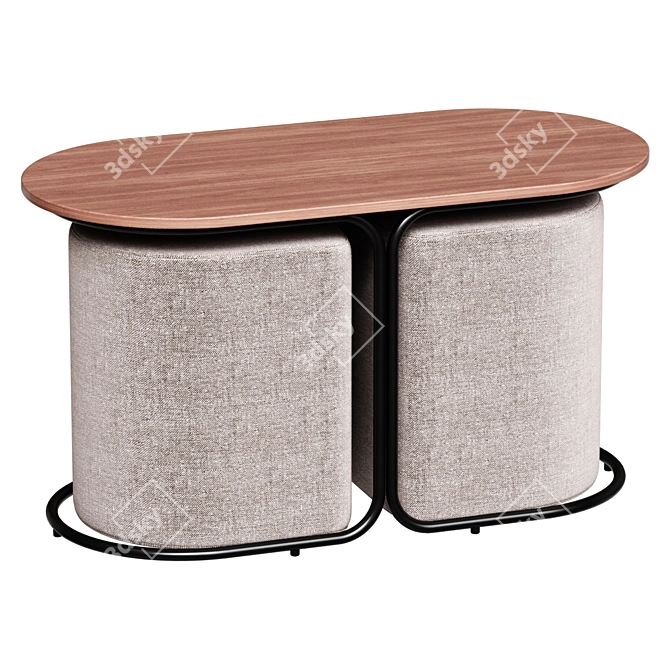 Elegant Gray Black Coffee Table 3D model image 1