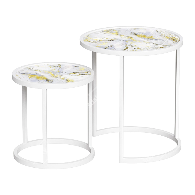 Kraiz Jupiter White Metal Glass Tables 3D model image 1