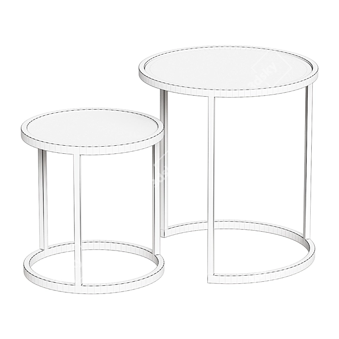 Kraiz Jupiter White Metal Glass Tables 3D model image 2