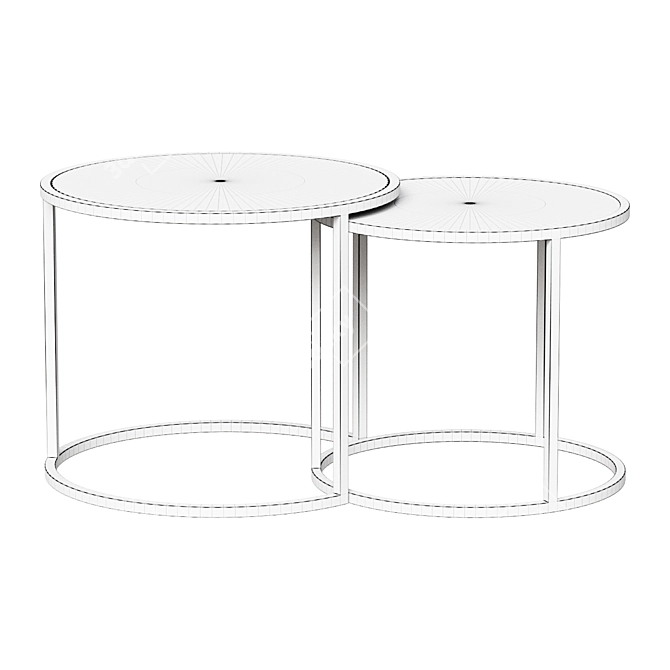 Round Brown Side Tables Set 3D model image 2