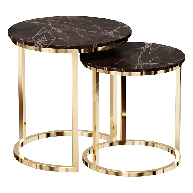 Black-Gold Marble Coffee Tables 3D model image 1