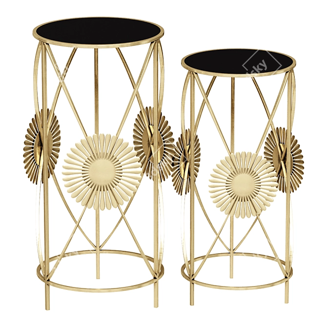 Gold & Black Sun Coffee Table 3D model image 1