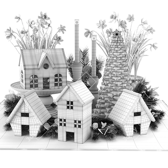 Gingerbread Village Houses Set 3D model image 7