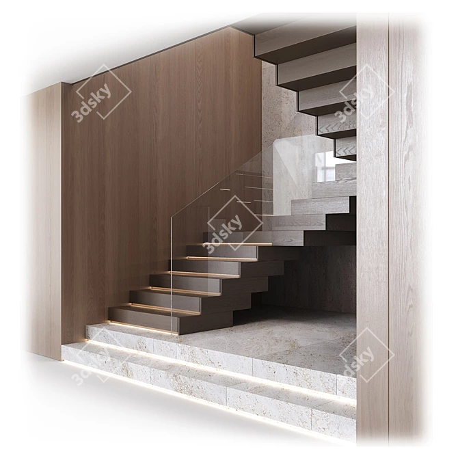 Modern Staircase Design Kit 3D model image 1