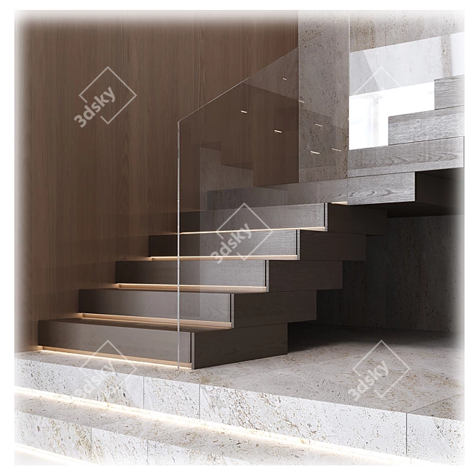 Modern Staircase Design Kit 3D model image 2