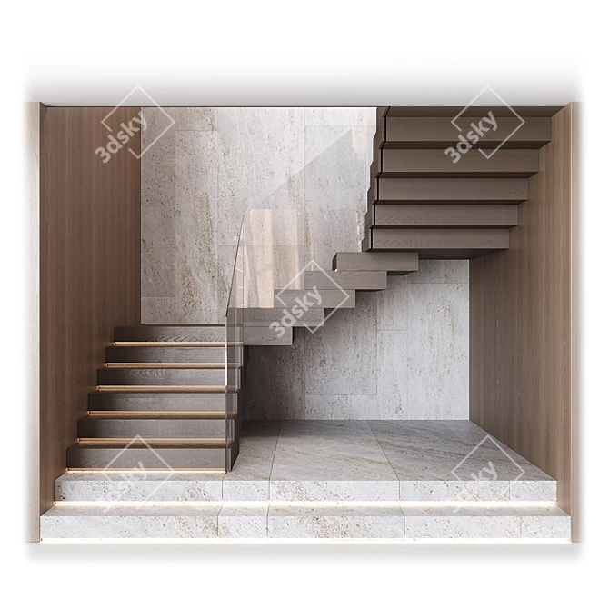 Modern Staircase Design Kit 3D model image 3