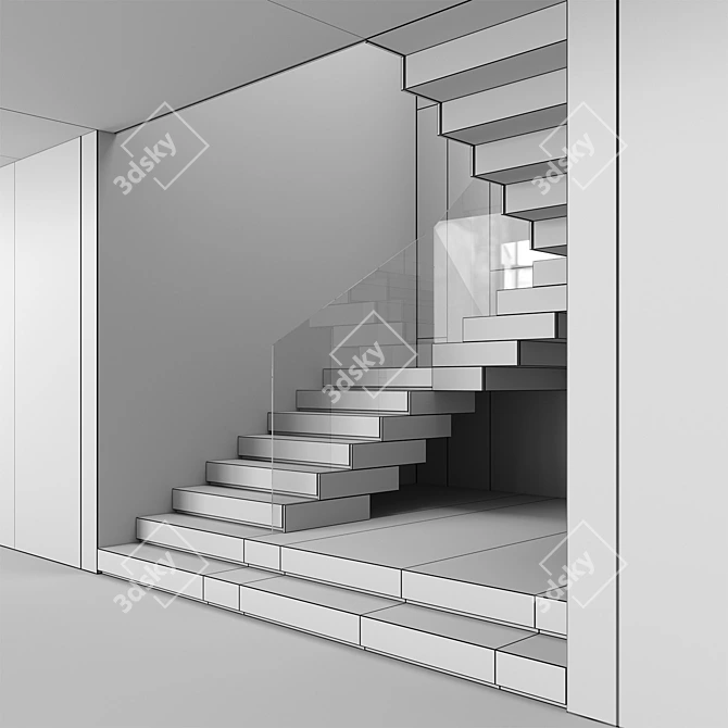 Modern Staircase Design Kit 3D model image 5