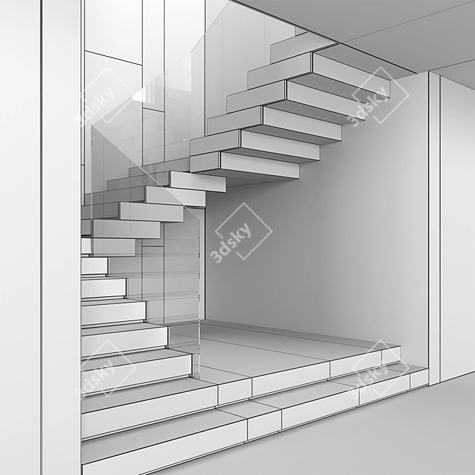 Modern Staircase Design Kit 3D model image 6