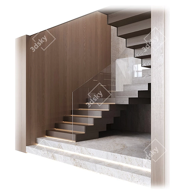 Modern Staircase Design Kit 3D model image 8