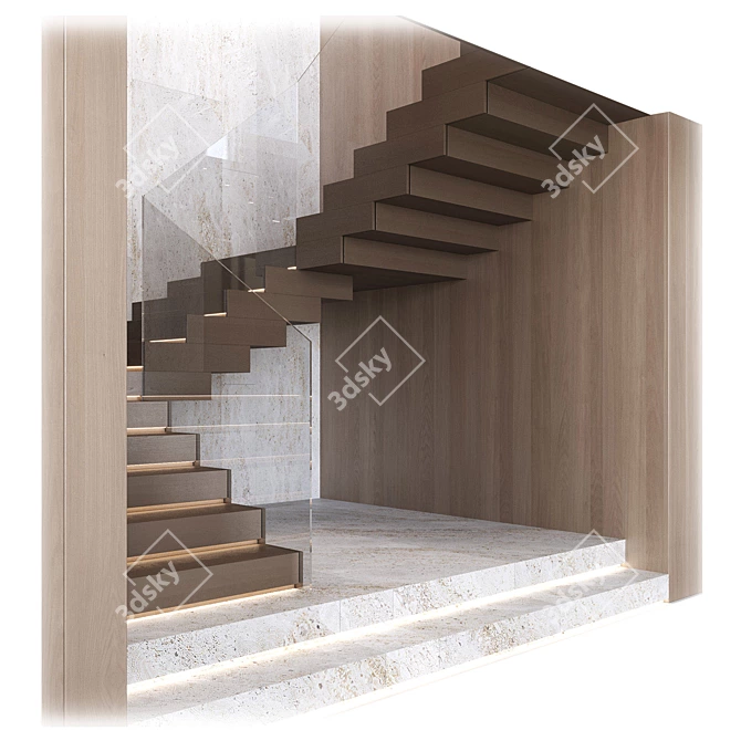 Modern Staircase Design Kit 3D model image 10