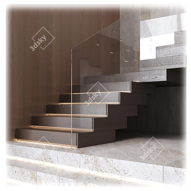 Modern Staircase Design Kit 3D model image 11