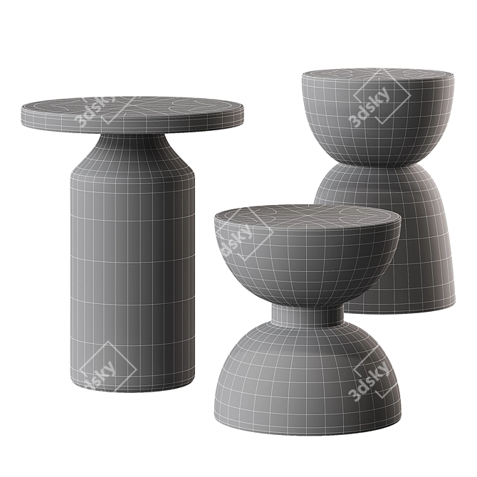 Round Metal Side Tables Set 3D model image 2