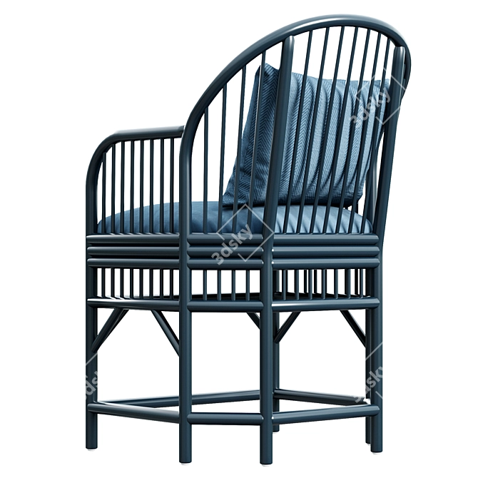 Elegant Rattan Pavilion Chair 3D model image 2