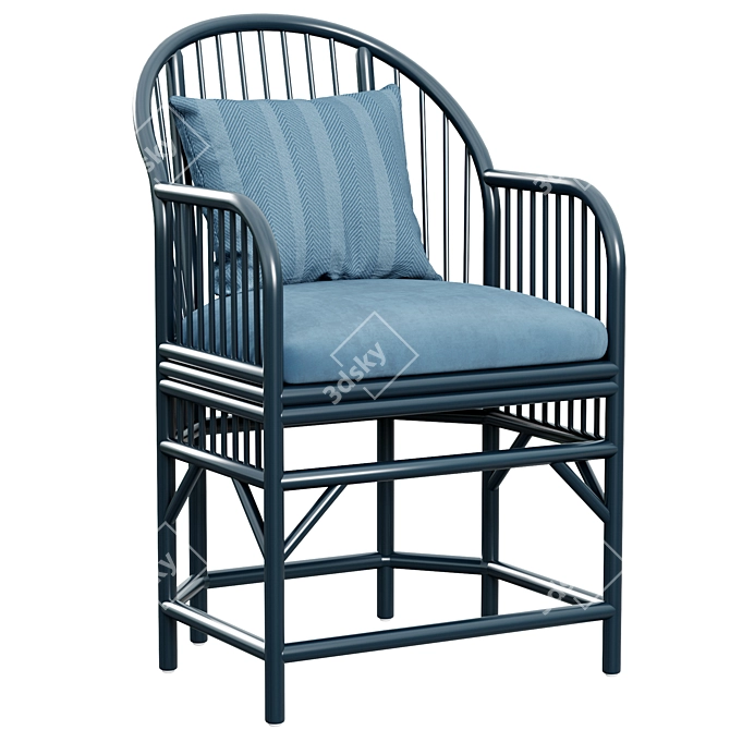 Elegant Rattan Pavilion Chair 3D model image 4