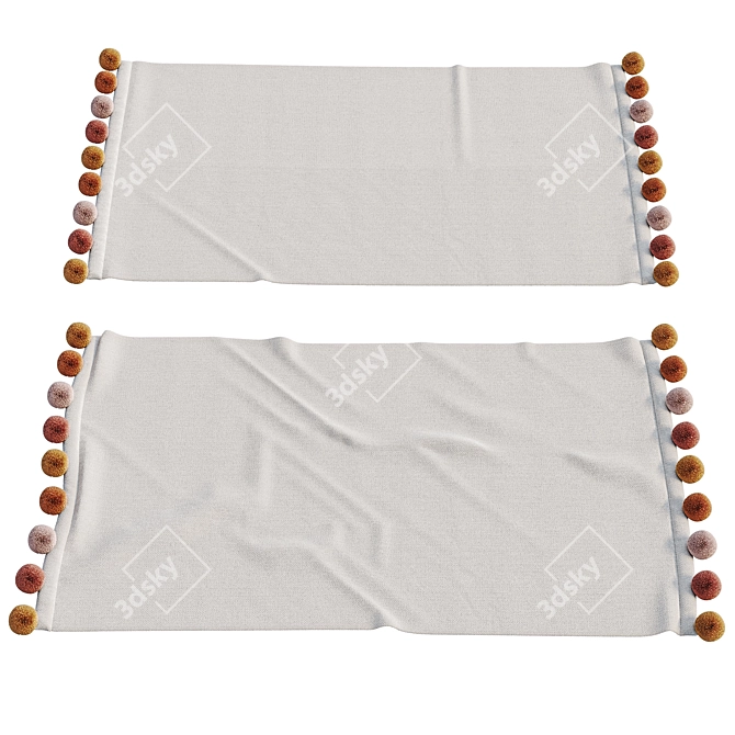 Cotton Bath Rug with Pompons 3D model image 1