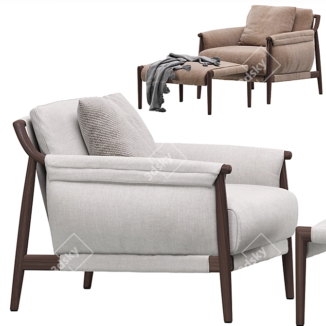 Timeless Modern Lounge Armchair 3D model image 5