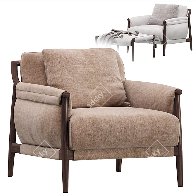 Timeless Modern Lounge Armchair 3D model image 6