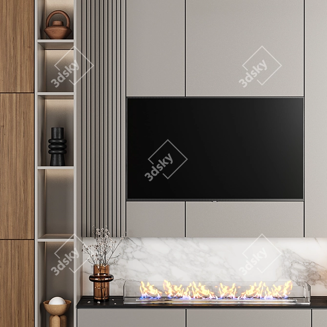 Modern TV Wall 01 3D Model 3D model image 3