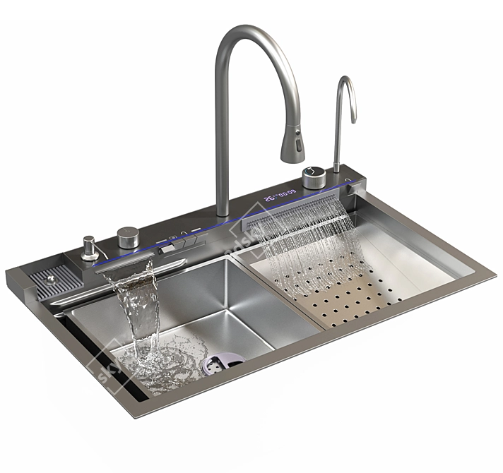 Digital Waterfall Luxury Kitchen Sink 3D model image 2