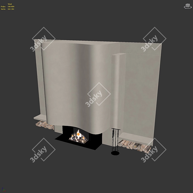 Modern Fireplace Wall Decor Set 3D model image 7