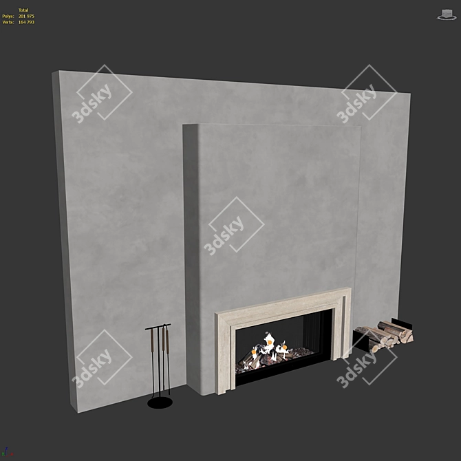 Modern Fireplace Wall Set 3D 3D model image 7