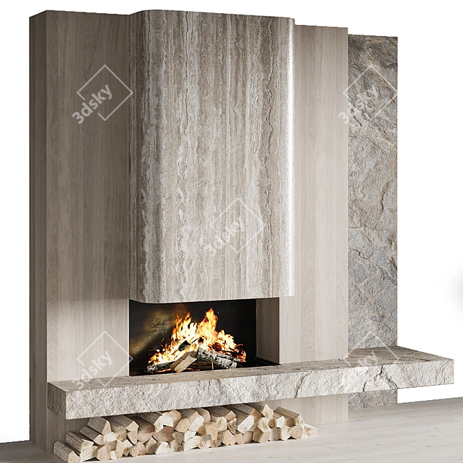 Premium Fire Place 3D Model 3D model image 2