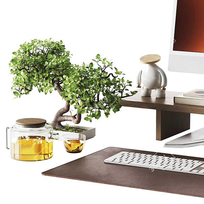 Workspace Japandi Set with Apple Gear 3D model image 3