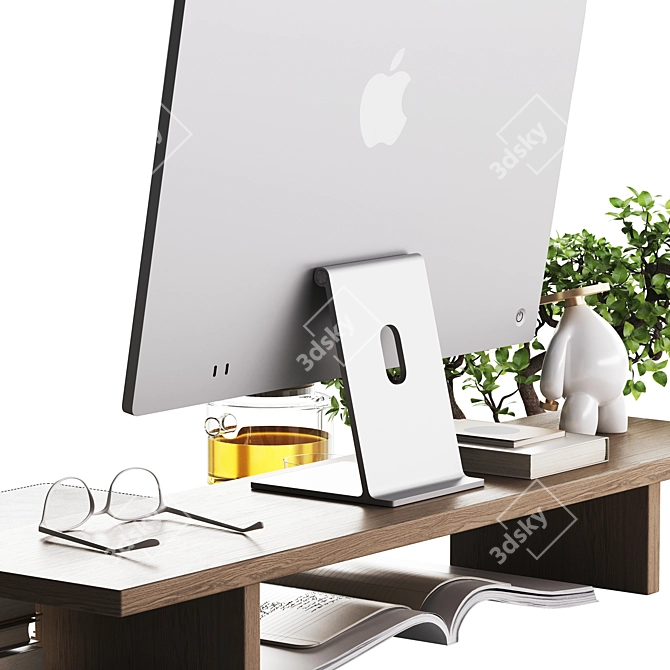 Workspace Japandi Set with Apple Gear 3D model image 5