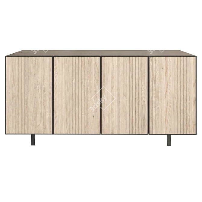 Modern Steel White Oak Sideboard 3D model image 2