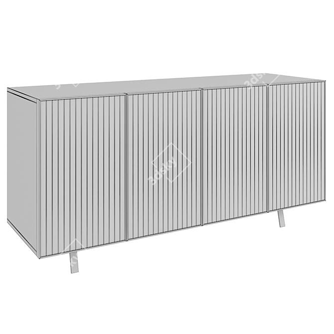 Modern Steel White Oak Sideboard 3D model image 3