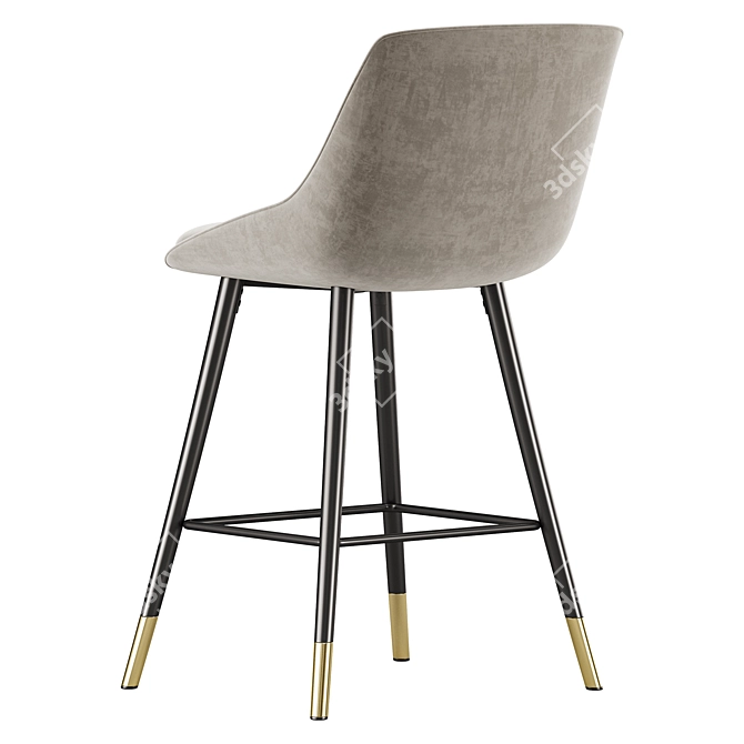 Modern Bar Stool with Backrest 3D model image 4