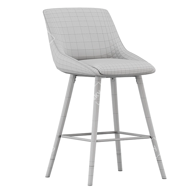 Modern Bar Stool with Backrest 3D model image 5