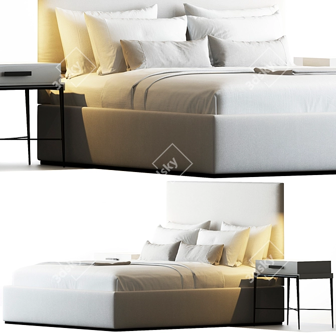 Luxury Bed Set by Sofa Co. 3D model image 1