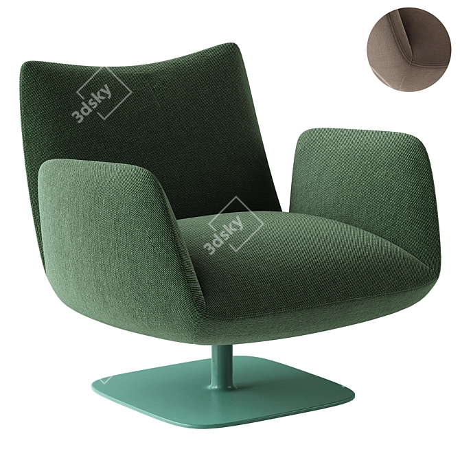 Elegant Leather Swivel Armchair 3D model image 1