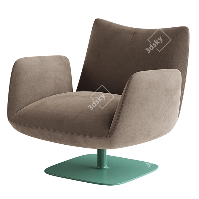 Elegant Leather Swivel Armchair 3D model image 2