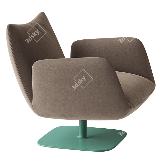 Elegant Leather Swivel Armchair 3D model image 3