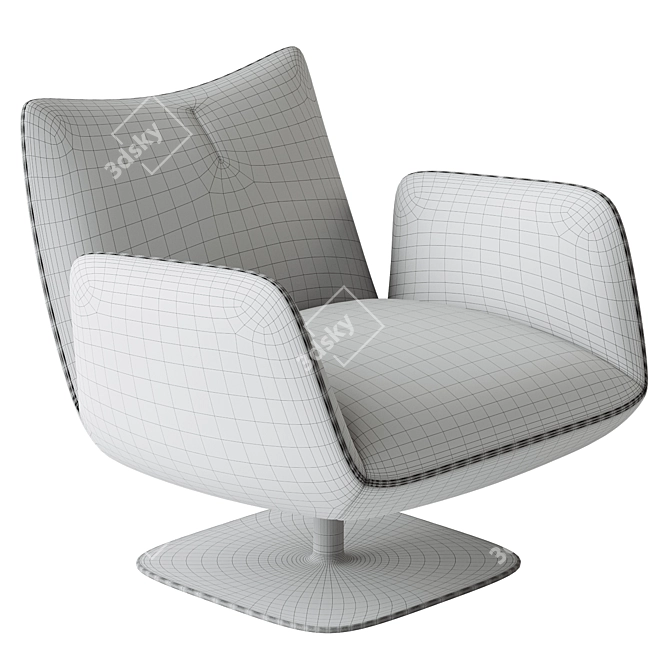 Elegant Leather Swivel Armchair 3D model image 4