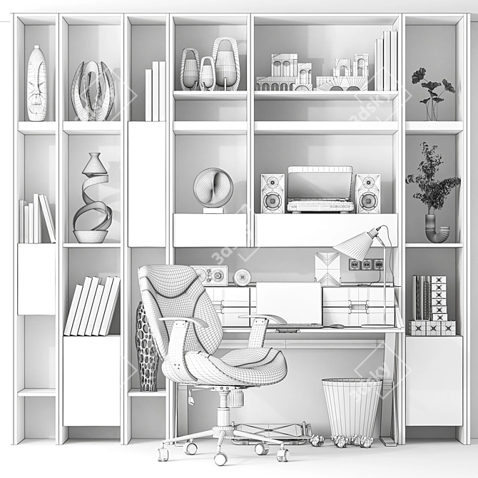 Modern Workspace Furniture Set 3D model image 5