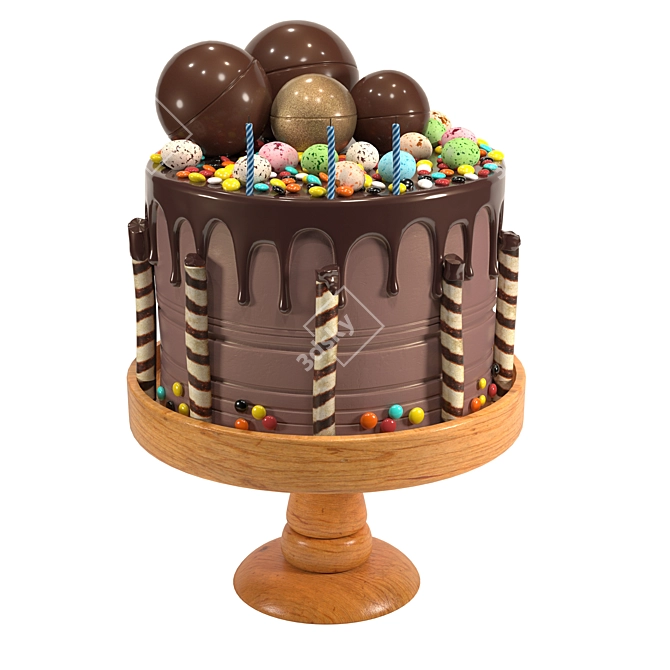 Smarties and Egg Chocolate Birthday Cake 3D model image 1