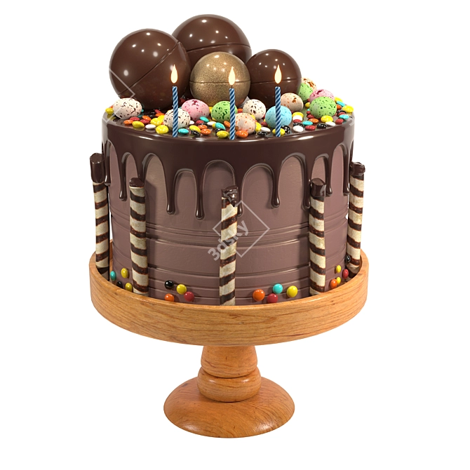 Smarties and Egg Chocolate Birthday Cake 3D model image 2