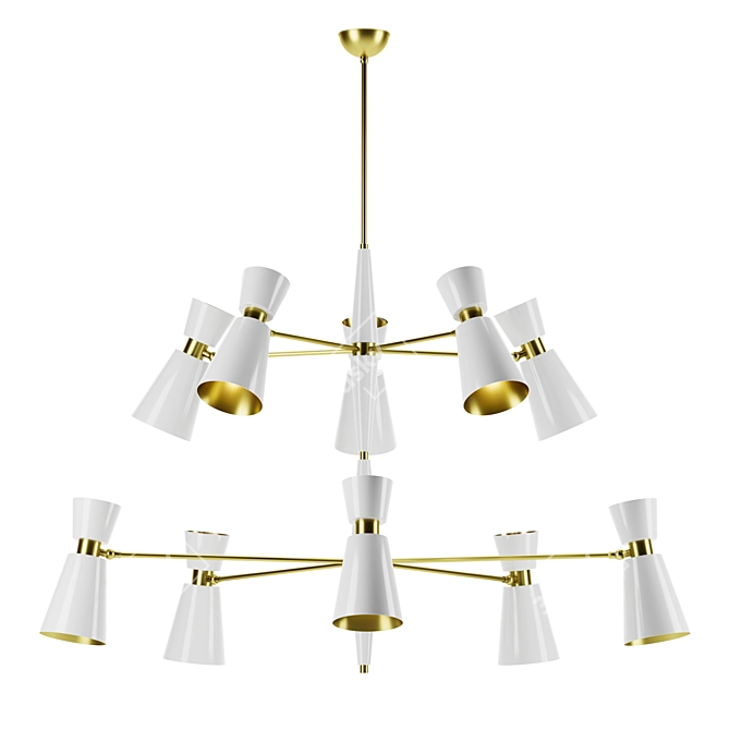 Brass Pendant Light with 10 Shades 3D model image 1