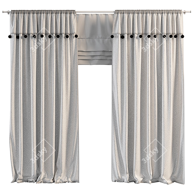 Pompom Curtains for Kids Room 3D model image 4