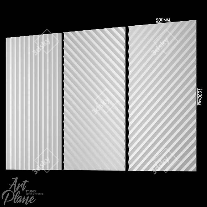 Designer 3D Wall Panel Set 3D model image 1