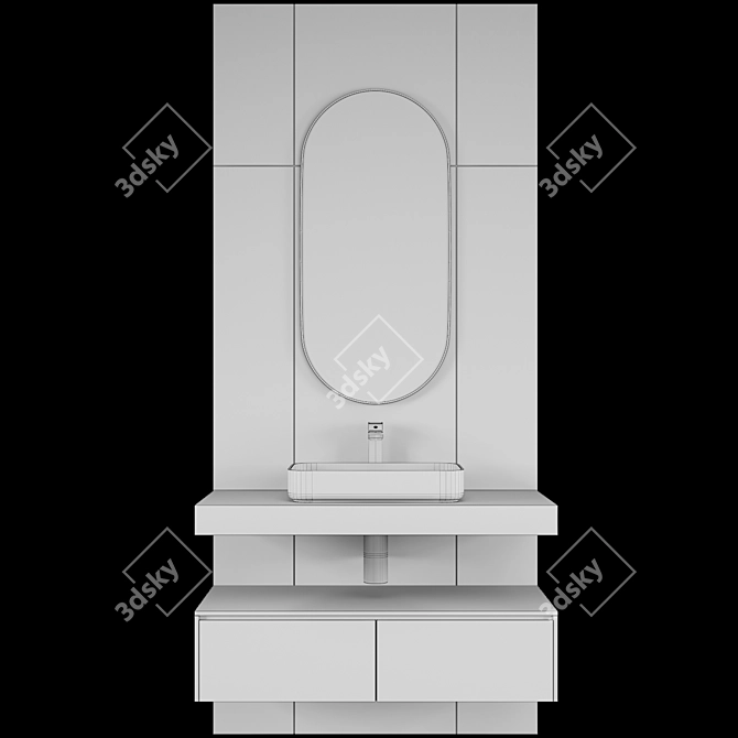 Illuminated Mirror Vanity Set 3D model image 3