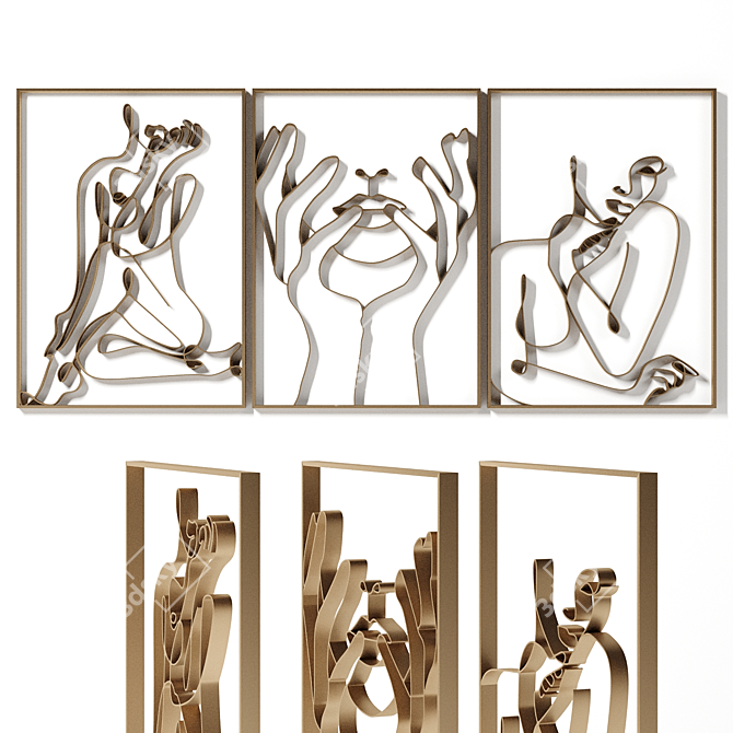 Assorted Gallery Wall Picture Frames 3D model image 1