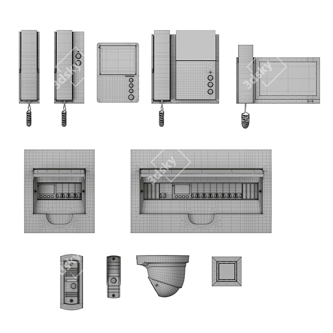 Electrical Equipment Set - Black & White 3D model image 7