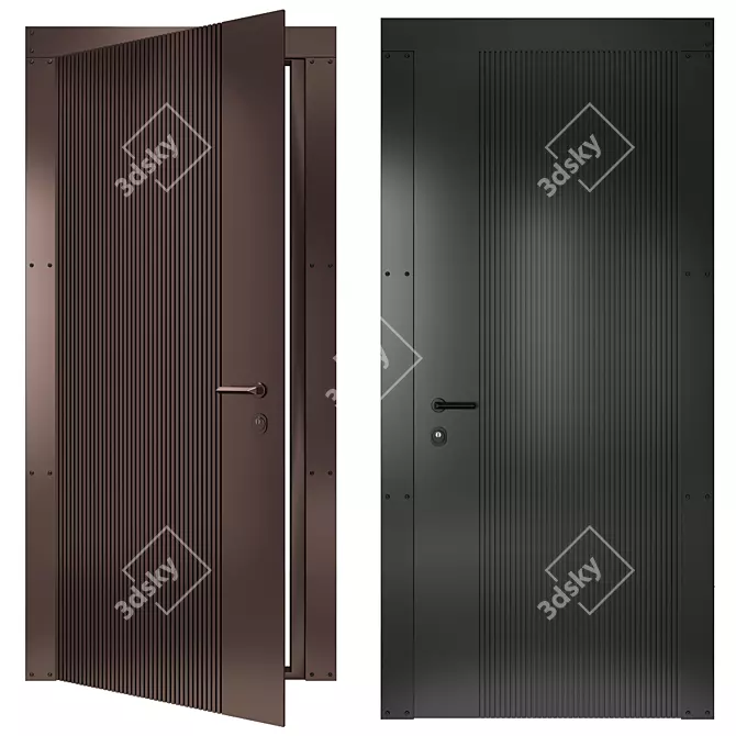 Essence Entry Doors, Dual Colors 3D model image 1