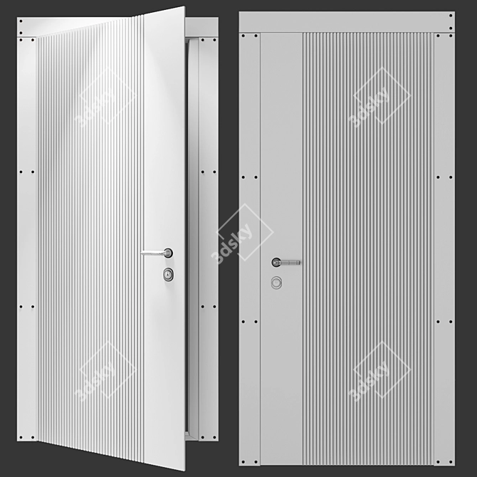 Essence Entry Doors, Dual Colors 3D model image 2