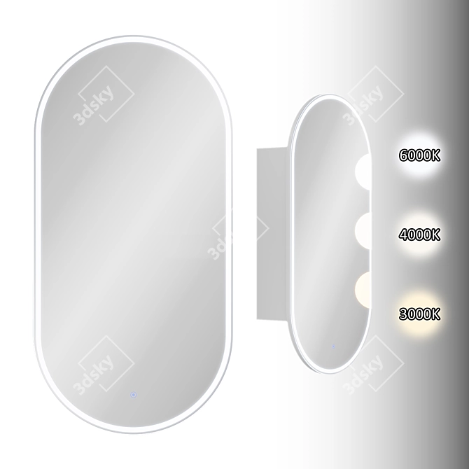 Modern LED Lit Mirror Cabinet 3D model image 2